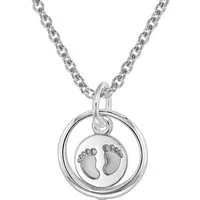 trendor Kette mit Anhänger 08467, Taufkette 925 Silber Taufring mit Babyfüße