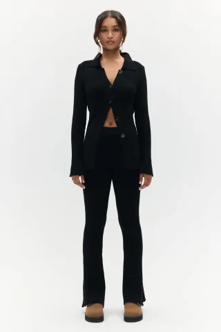 BENU Damen Schwarze Strickhose