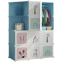 GarveeMore Kinderkleiderschrank Kinderkleiderschrank Kinderregal Schuhregal aus Kunststoff, mit 8 Würfeln