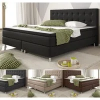 Homeline Boxspringbett 180x200 Boxspringbett mit Matratze 180 × 200 cm mit Toper wählbar (Boxspringbett Set, 5-St., Komplettes Box Springbett), Mit Toper