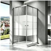 Boromal Eckdusche Duschkabine 75x90 90x75 75x75 80x80 90x90 H:185cm Milchglas, BxT: 75x90 cm, 5mm Sicherheitsglas, Schiebetür Eckeinstieg Glas Dusche, verstellbar Alu Wandprofil, Alu-Rahmen, mit 16 Türrollen, Easy Clean Funktion, Links und Recht mont