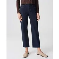 OPUS Weite Jeans Wide Cropped Jeans MOMITO Mid Rise mit Fransen