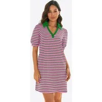 Imily Bela Blusenkleid Streifenkleid mit Puffärmel (Packung, 1-tlg., 1per-Pack) V-Ausschnitt