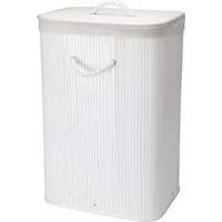 Koopman Wäschekorb Wäschebehälter Faltkorb Weiß Bambus 40x30x60 cm (Stück, 1 St., Packung), Weiß, Faltbar, 60x40x30cm, mit Deckel, Dekorativ