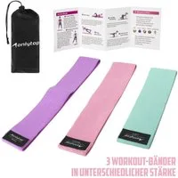 KVOTA Trainingsband Fitnessbänder 3er -Set Baumwolle Gymnastik- Widerstandsschlaufenband, Baumwolle, verschiedene Widerstandsstufen
