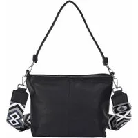 ITALYSHOP24 Schultertasche DAMEN TASCHE SHOPPER Hobo Bag Reise Freizeit Urlaub Leder Optik leicht (Spar-Set: Tasche mit 2 Gürtel, Zusatz Muster Stoffgurt Umhängeband), Handtasche Crossbody Umhängetasche Beuteltasche Crossover BodyBag