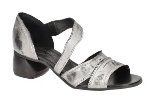 Charme 0642-01 Damen Sandale Grau Echtleder Gummisohle Fu?bett Blockabsatz