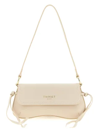 Twinset Weiße Leder Schultertasche