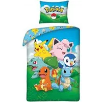 POKEMON JUEGO DE CARTAS Bettwäsche Set aus Baumwolle Deckenbezug 140 × 200 cm mit 70 × 90 cm Kissenbezug, Baumwolle, 2 teilig
