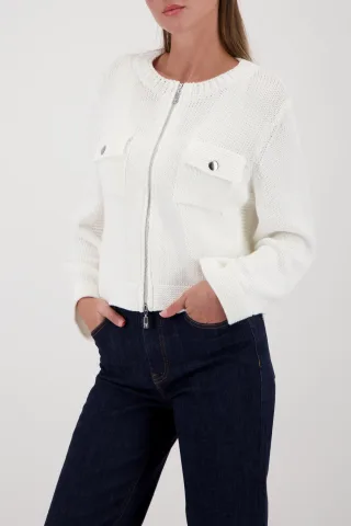 monari - Strickjacke mit Pattentaschen off-white - Gr. - 44