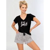 Donna Shorty Schlafanzug Motivdruck WILD-LOVE (Set, 2 tlg., 1 Stück) Leo-Print, Reine Baumwolle, Made in EU