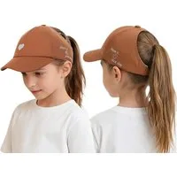 nsihing Sonnenhut Baseballkappe Pferdeschwanz für Kinder,Basecap für Mädchen Weich Atmungsaktives,Sonnenhut Kinder Sommer UV-Schutz