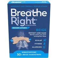 Besser Atmen Breathe Right® Nasenpflaster Nasenstrip beige groß (1x30St, 30 St), öffnen die Nase für ein leichteres Atmen
