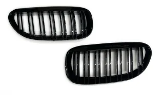 Kühlergrill Sportgrill Grill Gitter in Schwarz Glanz DOPPELSTEG für BMW 6er E63 E64 ab 2003-2010