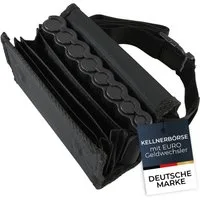 HMF Kellnerbörse Kellner Geldbörse mit verstellbarem Gürtel, Kellnertasche (inkl. Hüftgurt mit Clipverschluss), mit Euro-Geldwechsler, 20,5 x 10 x 6,5 cm, Schwarz