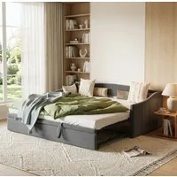 PXloue Polsterbett Daybett Tagesbett Ausziehbett (Ohne Matratze), Schlafsofa,mit Unterbett 90x200cm/180x200cm und Lattenrost,Samt