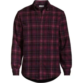 Flanellhemd Flagship, Classic Fit, Herren,  Rot, Baumwolle/Baumwoll-Mischung/Polyester-Mischung, by Lands' End