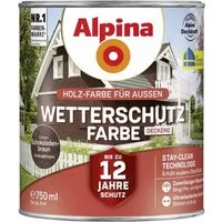 Alpina Wetterschutzfarbe Holzfarbe für außen deckend Schokoladenbraun 750ml