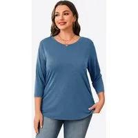 Imily Bela Oversize-Shirt Damen 3/4-Ärmel Runhals Loose Fit Basic Casual Tunika (Packung, 1-tlg., 1per-Packi) in Unifarbe