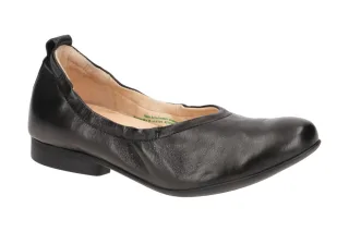 Think GUAD 2 Damen Ballerinas Slipper schwarz Echtleder Gummisohle 1.5cm Absatz