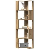 furnicato Bücherregal Eck-50 x 50 x 179 cm in Artisan-Eiche, 1-tlg., Stabiler Eckregal-Schrank mit 5 Böden und Wandhalterung fürs Büro