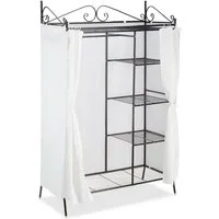 relaxdays Garderobenschrank Metall Garderobe COUNTRY mit Stoffbezug schwarz