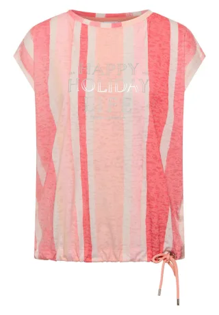 Cecil - T-Shirt mit Streifenmuster orange - Gr. - S