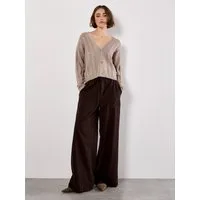 Apricot Cardigan Croped Jacke mit Lochmuster und Stickerei