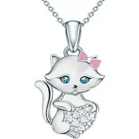 Limana Kette mit Anhänger für Kinder Mädchen Katzen 925 Silber Halskette – Kinderschmuck (inkl. Dose Silberschmuck Echtschmuck Schmuck Geschenk Geburtstag), Ostern Einschulung Schulanfang Nikolaus Kommunion Weihnachten
