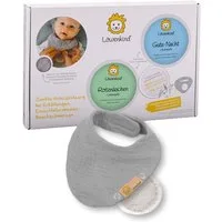 Löwenkind Neugeborenen-Geschenkset Einsteigerbox mit Halstuch, Gute-Nacht- und Rotznäschen-Pads (Einsteiger-Set, 3-tlg., Musselin-Halstuch, Rotznäschen-Pad, Gute-Nacht-Pad) Sanfte Unterstützung aus der Natur