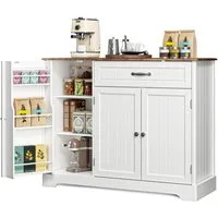 Blishom Sideboard Küchenschrank Sideboard mit Stauraum, Schublade, Sideboard mit Schublade, Doppeltüren und Gewürzregal-Tür