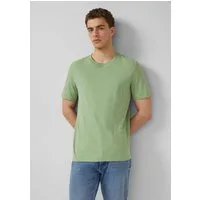 s.Oliver Kurzarmshirt T-Shirt T-Shirt in Flammgarnstruktur mit Logo-Detail
