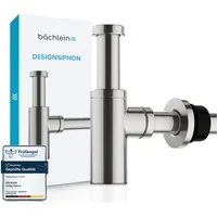 Bächlein Siphon Eleganter Waschbeckenablauf, (Hochwertiger Waschbeckensiphon, gebürsteter Edelstahl), Innovative Reinigungsöffnung, Universell einsetzbar