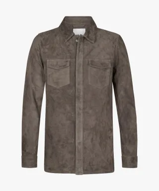 Profuomo - Taupefarbene Wildleder Overshirt taupe - Gr. - L