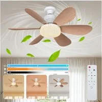 LMaxhome Deckenventilator mit Licht Dimmbar 40W LED Deckenleuchte mit Ventilator Fernbedienung, 3 Geschwindigkeiten Memory-Funktion E27 Sockel, für Schlafzimmer Küche