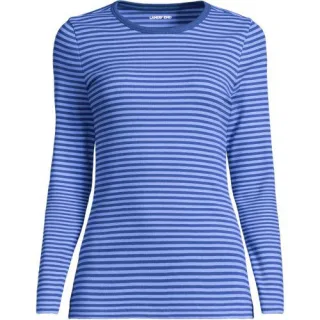 Langarmshirt aus mikrofeinem Baumwollripp für Damen in Plus-Größe, Damen, size: plus, Grau, Baumwolle/Elasthan, by Lands' End