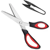 TUWENA Haushaltsschere Zackenschere Gezahnt mit Fadenschneider, Professionelles Nähen Scheren, Für Schneiden von Stoff, Kleidung, Textilien, Nähen, Papier, Basteln