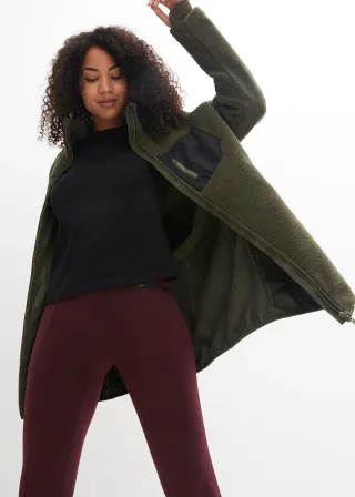 bonprix Teddy-Fleece Jacke, grün, Gr.40/42 (M), Kuschelige Teddy-Fleece Jacke mit Reißverschlusstasche auf Vorderseite, aus Fleece