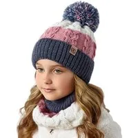 Smarilla Mütze & Schal Strickmütze Mädchenmütze Loop Bommelmütze