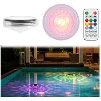 QUBEBU Pool-Lampe Schwimmende Poolbeleuchtung Solar, 2er Set, IP67 Wasserdichtes, RGB, LED fest integriert, Unterwasser RGB Pool Scheinwerfer Auf Dem Wasser Treiben, 2 Stück, IP67 Wasserdicht Poolleuchte Solar mit Fernbedienung, 2Stk