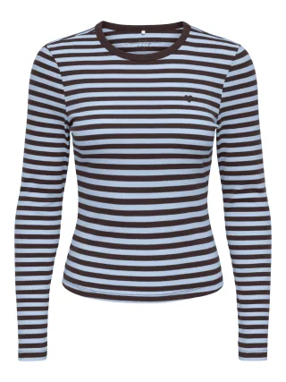 ONLY - ONLVAL L/S O-NECK STRIPE TOP JRS Coffee Bean - Gr. - XS