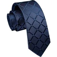 LuxusKollektion Krawatte Krawatte Herren schmale 6cm Hochzeit Einheitsgröße Marineblau Kariert