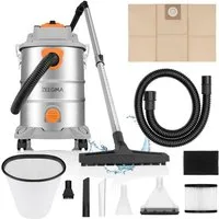 Zeegma Industriesauger Zonder Pro Multi, 1600,00 W, mit Beutel für trockenes Saugen, ohne Beutel für Saugen mit Wasser, Nass- und Trockensauger mit viel Zubehör