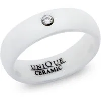 Unique Fingerring Weisser Unique Keramikring 6mm poliert KR0010cz (Größe: 66mm)