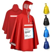 CYCLEHERO Regenponcho CYCLEHERO Fahrrad Regenponcho mit Reflektoren, wasserdicht, Rot, Gr. L (1-St., L) Reflektoren, Sichtfenster, Handschlaufen, Regenfänger