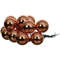 Kaemingk Weihnachtsbaumkugel, Weihnachtskugeln am Draht 2cm Glas 12 Stück - Brandy glänzend