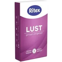 Ritex Kondome «Lust» Genoppt und Gerippt Packung mit, 8 St., luststeigernde Kondome mit dreifacher Stimulation