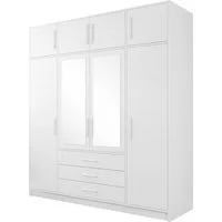 MIRJAN24 Kleiderschrank Bali 4D (mit Drehtüren, Spiegel und Schubladen) Schrankaufsatz als Option