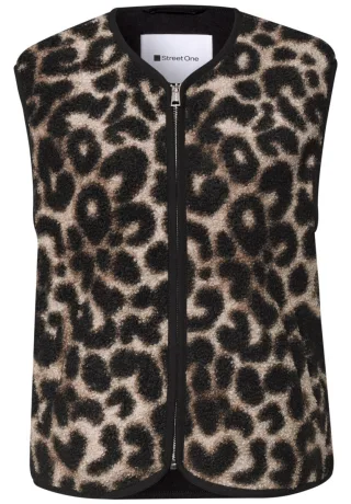 Street One - Teddy-Weste mit Zipper braun/schwarz - Gr. - 34