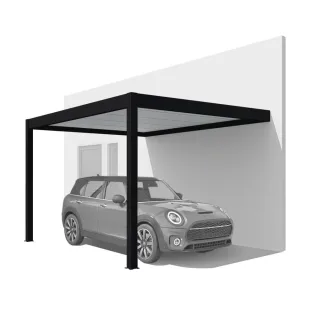 Carport Schwarz, Basic, Tiefschwarz RAL 9005, 299.5 x 205.8 cm, Durchgangshöhe 205 cm, individuell konfigurieren